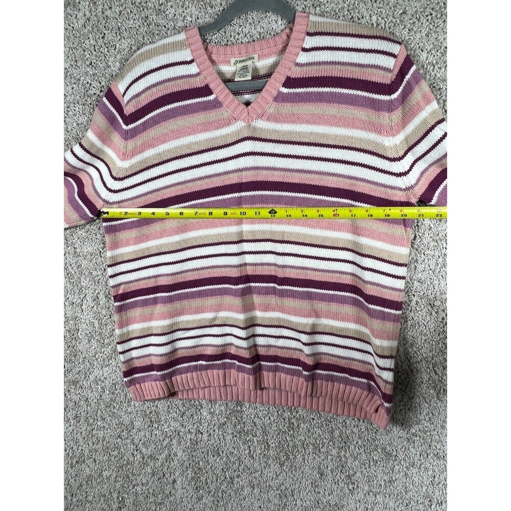 Vintage St. John’s Bay Sweater • Retro Pink Stripes • Super Soft & Comfy SIZE L - Picture 2 of 7